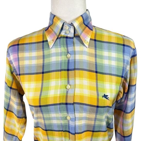 Etro Small Long Sleeve Button-Down Yellow Multicolor Plaid Shirt 40 IT Sz - Picture 2 of 13